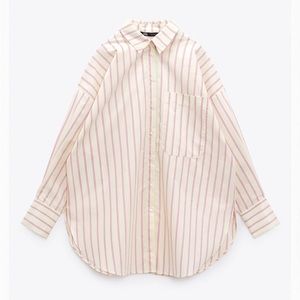 Zara - Striped Oversized Poplin Shirt (Size XL)
